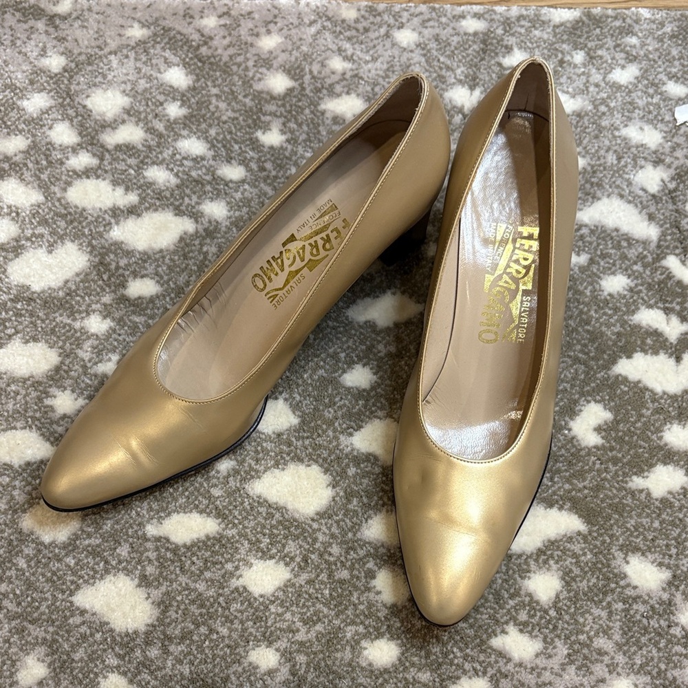 Salvatore Ferragamo Women's Metallic Gold Heels